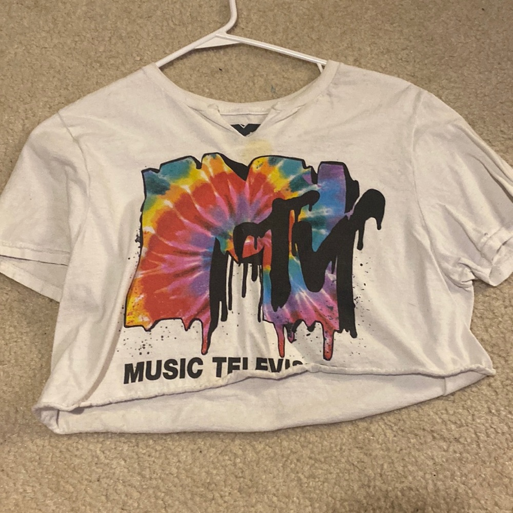 White MTV cropped Tee Shirt